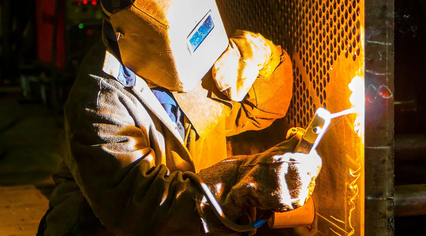 Close detail of a welded steel joint